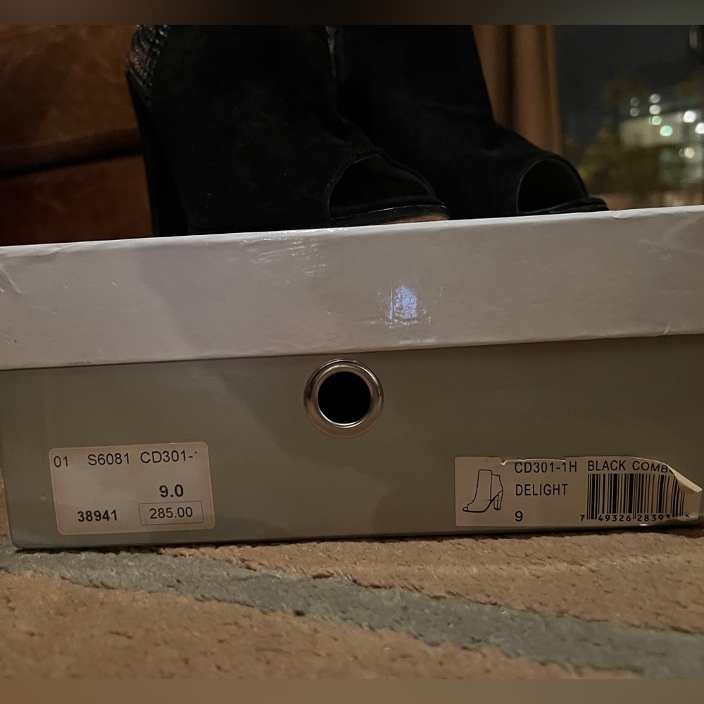 Black Suede Open Toed Booties Charles David - image 2